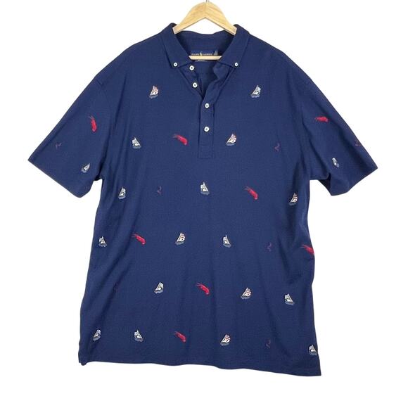 Polo Ralph Lauren Other - Polo Ralph Lauren Embroidered Nautical Boats Lobster Short Slve Polo Shirt 2XLT